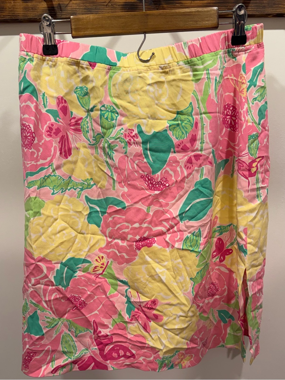 VINTAGE LILLY PULITZER Silk A Line Skirt Shoo Fly Butterflies and Poppies Print - Picture 3 of 4